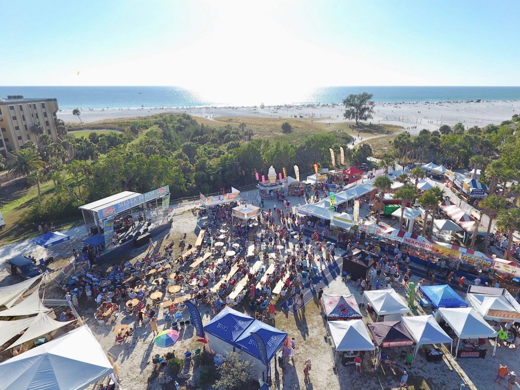 Siesta Key Beach Seafood Festival aerial shot
